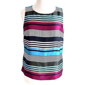 Talbot's Women's Striped Sleeveless Blouse Top Shell Colorful Office Petite M MP